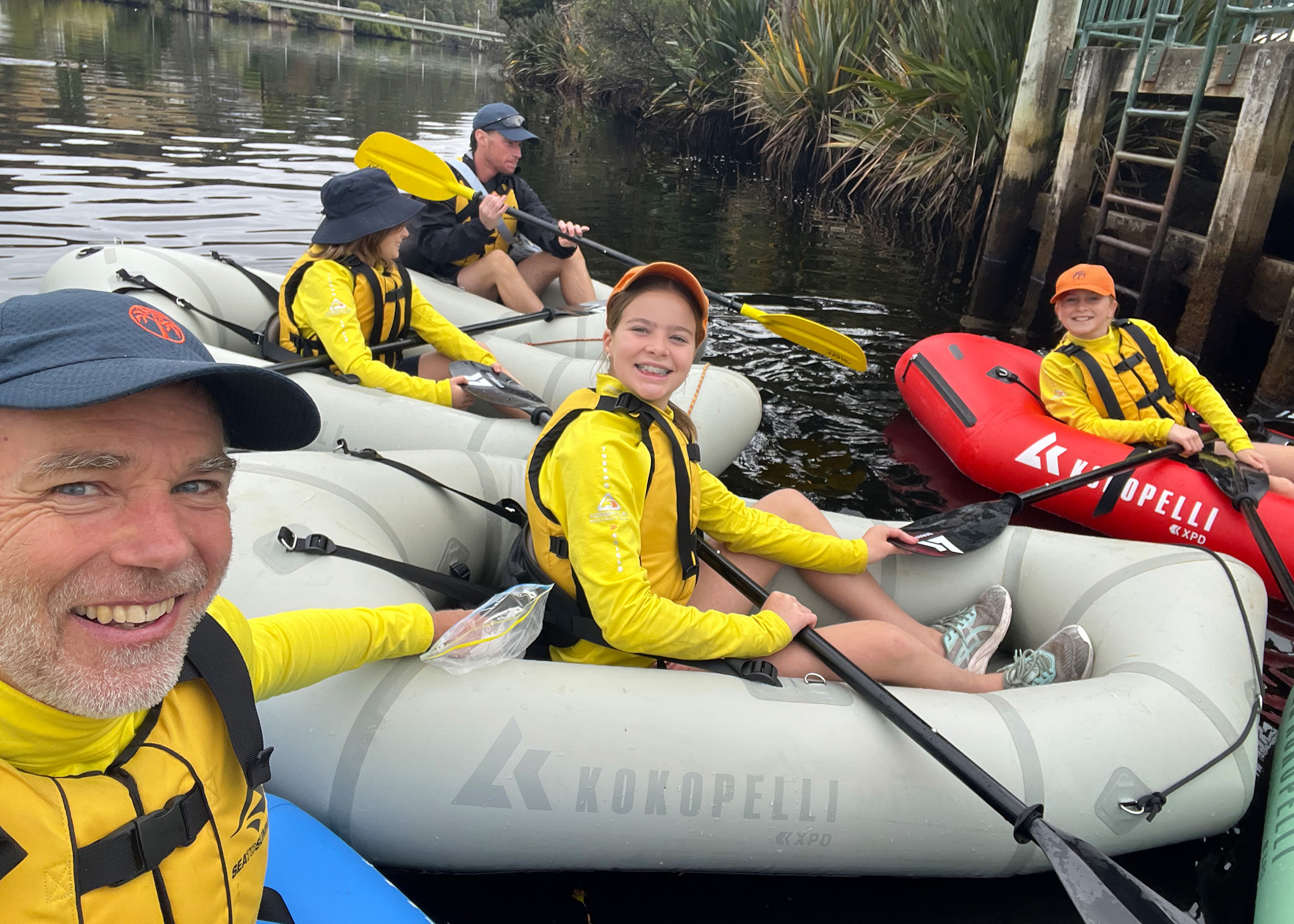 Fahan students and staff rafting together during an Outdoor Education program