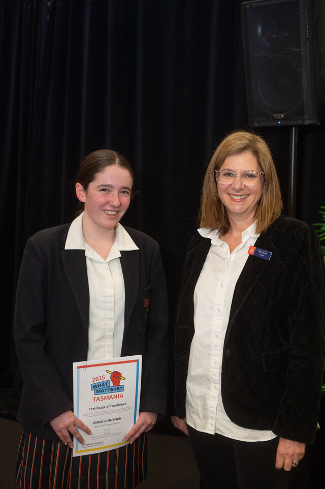 Emma Schoeman named the Overall Tasmanian Winner of the 2025 What Matters? Writing Competition